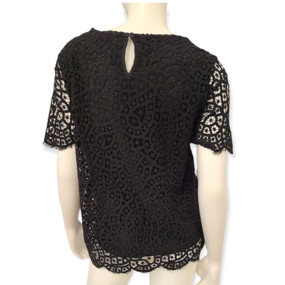 Black Lace Short Sleeve Top NWT size small - Picture 7 of 10
